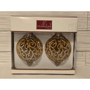 Celebrations By Mikasa Rejoice Scroll Ornament Set of 2 (Silver/gold) Christmas